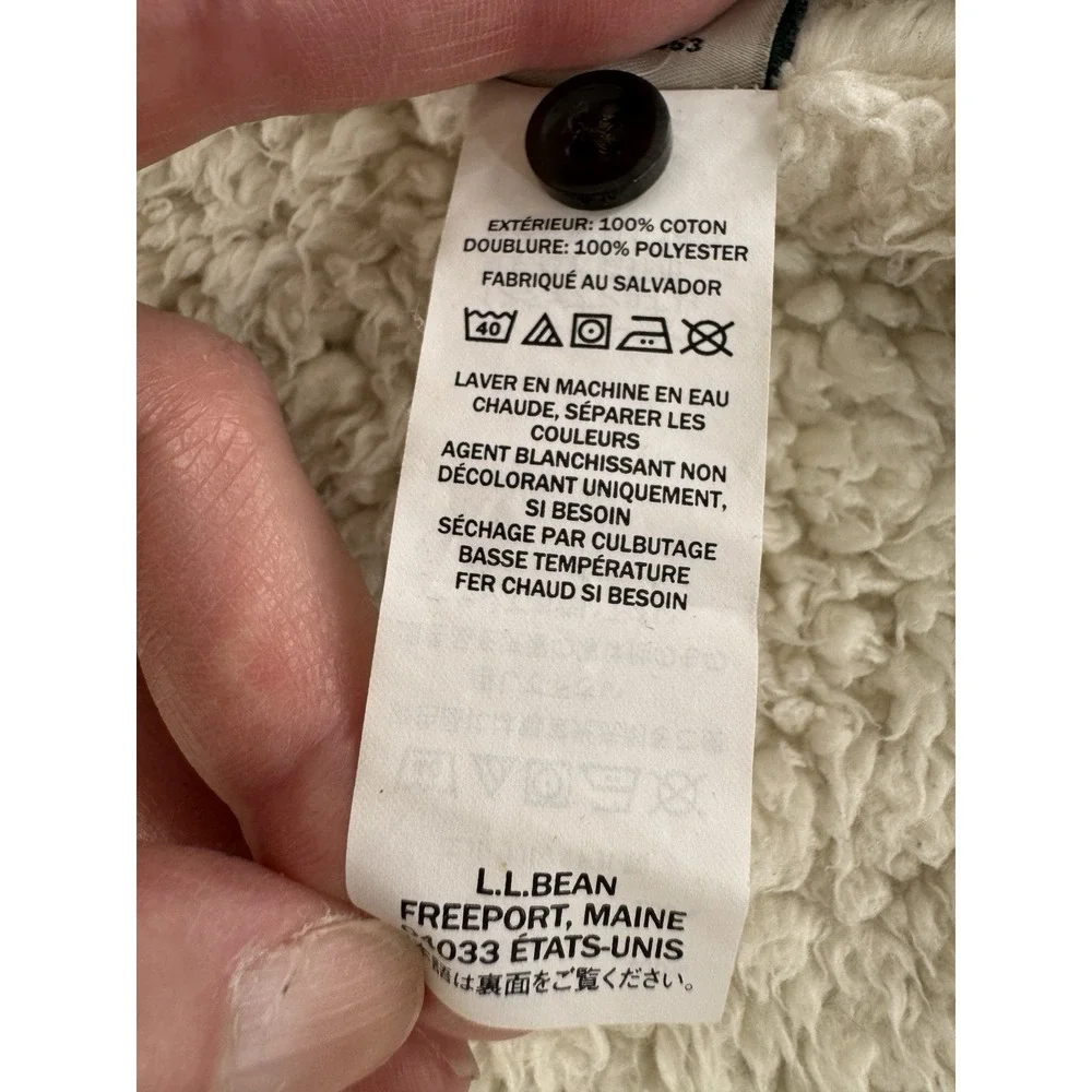 L.L. Bean Scotch Plaid Flannel Hoodie Womens Large Sherpa Fleece Lined Zip Shirt - Picture 7 of 11